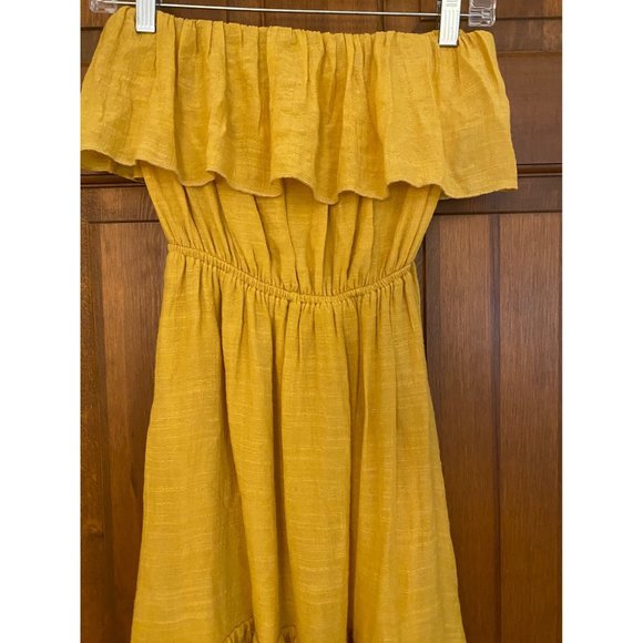 Forever 21 Strapless‎ Dress Womens Small Sunflower Flowy Cottage Tiered Hi-Low - Picture 1 of 16